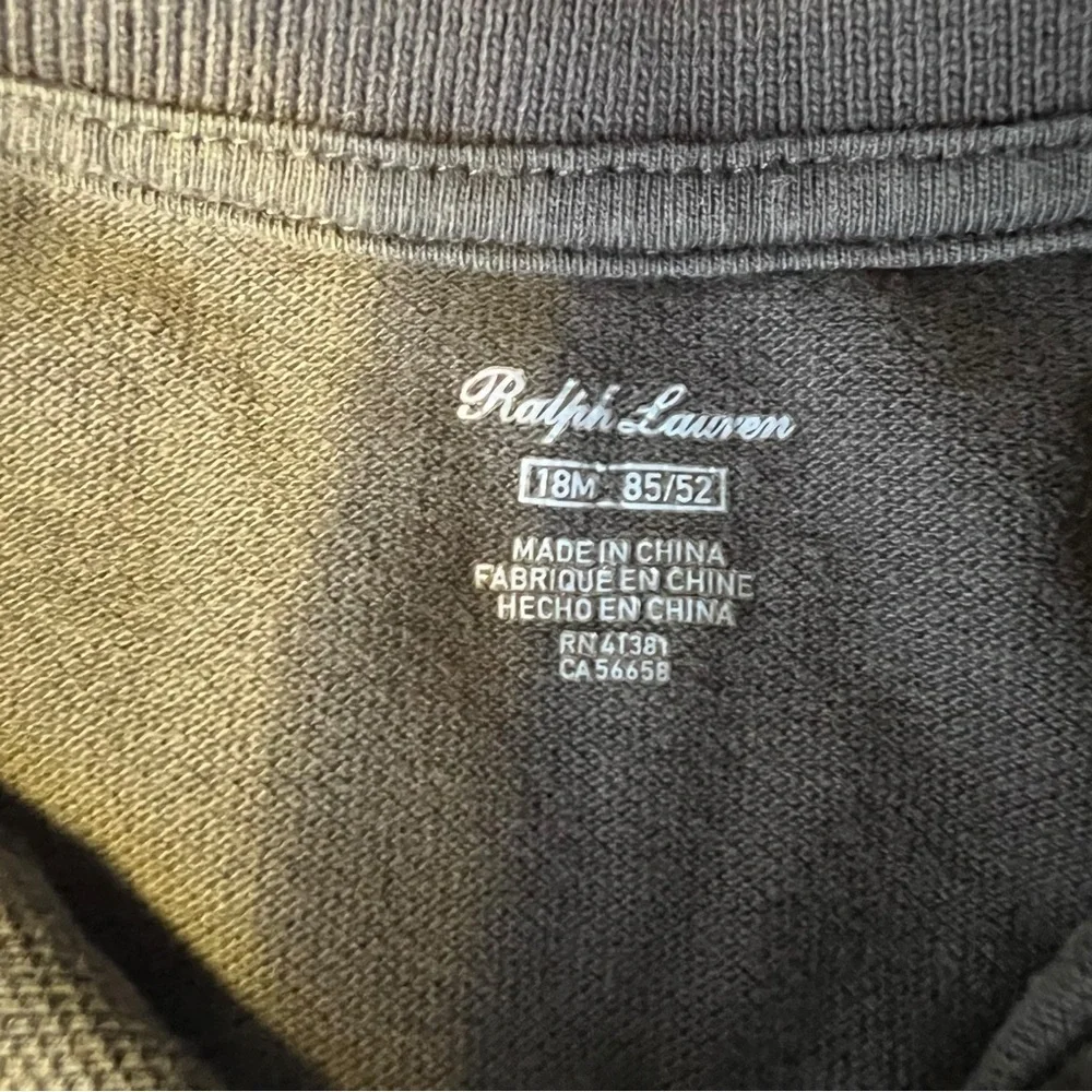 Ralph Lauren Toddler Boys Gray Cotton Pique Short Sleeve Pony Polo Shirt Sz 18M